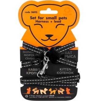 Dog Extremе Шлея з нейлону на планшеті для мор.свинок, декор.крис (шир.10мм, В:22-29см) чорна