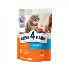 CLUB 4 PAWS Premium. Повнораціонний сухий корм для дорослих котів з лососем.  0,3 кг