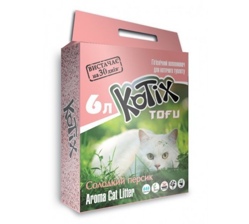 KOTIX TOFU Honey Peach, Наповнювач для кішок 6L (6шт/ящ)