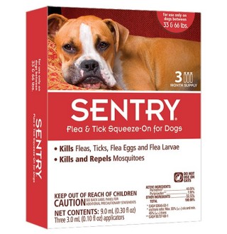 SENTRY краплі від бліх, кліщів і комарів для собак 15-30кг, 3мл, доз (23647х3шт)