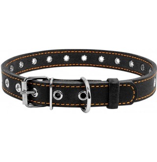 Collar нашийник з натуральної шкіри для собак, чорний S