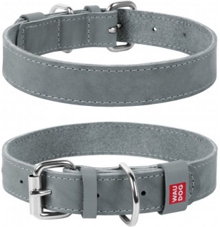 WAUDOG Classic Нашийник, шкіра, металева пряжка (ширина 20 мм, довжина 30-39 см) сірий