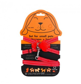 Dog Extremе Шлея нейлоновая на планшеті для кроликів (ширина 15мм, В:30-45см) червона