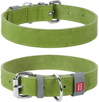 WAUDOG Classic Нашийник, шкіра, металева пряжка (ширина 12 мм, довжина 21-29 см) салатовий