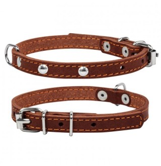 CoLLaR Нашийник одинарний з прикрасами (шир.12мм, довж.24-32см) коричневий