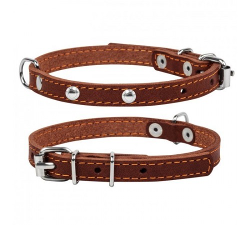 CoLLaR Нашийник одинарний з прикрасами (шир.12мм, довж.24-32см) коричневий