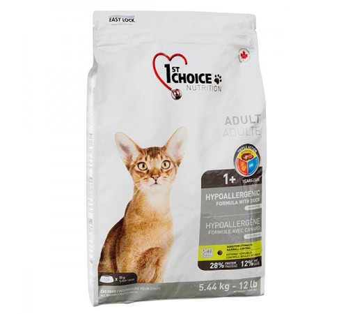 1st Choice Hypoallergic - сухий гіпоалергенний корм з качкою для котів, 350г