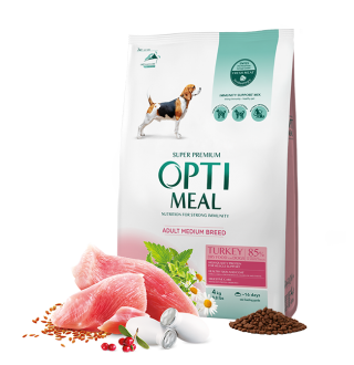 OptiMeal Adult Medium Dog Turkey - сухий корм з індичкою для собак середніх порід, 12кг