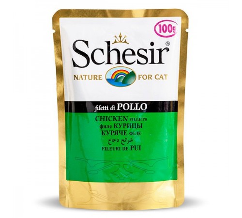 Schesir ФІЛЕ КУРКИ (Chicken Fillet) в желе консерви для котів, пауч , 100 г, (C562) (751034х20шт)