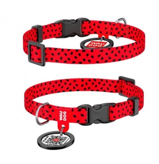 WAUDOG Nylon Нашийник з малюнком Кавун, металева пряжка-фастекс (ширина 15 мм, довжина 23-35 см)