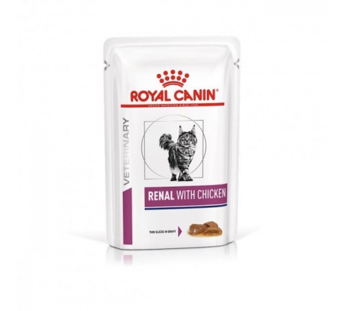 Royal Canin Renal with Chicken Feline - вологий корм, ветеринарна дієта для котів, ниркова недостатність, 0,085кг