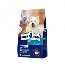 CLUB 4 PAWS Premium. Повнораціонний сухий корм.Для дорослих собак малих порід  з ягням та рисом 0.9 кг