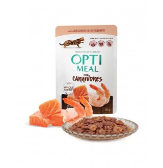 OptiMeal Adult Cats Grain Free Salmon&Shrimps – беззерновий вологий корм з лососем та креветками для котів, 85г