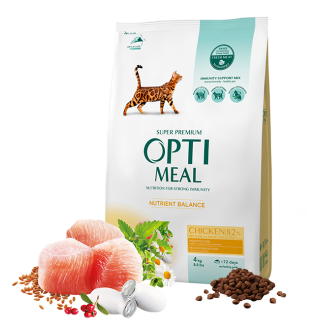 OPTIMEAL. Повнораціонний сухий корм для дорослих котів - курка, 0,7 кг