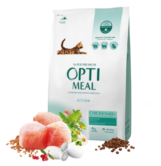 OPTIMEAL. Повнораціонний сухий корм для кошенят - курка, 0,7 кг