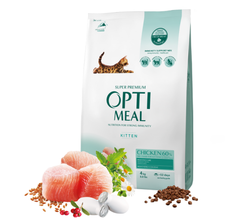 OPTIMEAL. Повнораціонний сухий корм для кошенят - курка, 0,7 кг