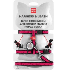 WAUDOG Nylon Шлея з повідцем для котів  з QR паспортом, малюнок Кавун, пластиковий фастекс, Ш 10 мм