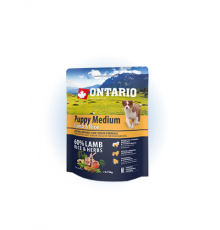 Ontario Puppy Medium Lamb&Rice - сухий корм для цуценят середніх порід з ягням та рисом, 750г