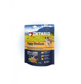 Ontario Puppy Medium Lamb&Rice - сухий корм для цуценят середніх порід з ягням та рисом, 750г