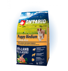 Ontario Puppy Medium Lamb&Rice - сухий корм для цуценят середніх порід з ягням та рисом, 2,25кг