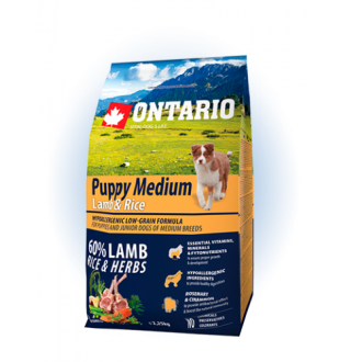 Ontario Puppy Medium Lamb&Rice - сухий корм для цуценят середніх порід з ягням та рисом, 2,25кг