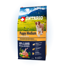Ontario Puppy Medium Lamb&Rice - сухий корм для цуценят середніх порід з ягням та рисом, 6,5кг