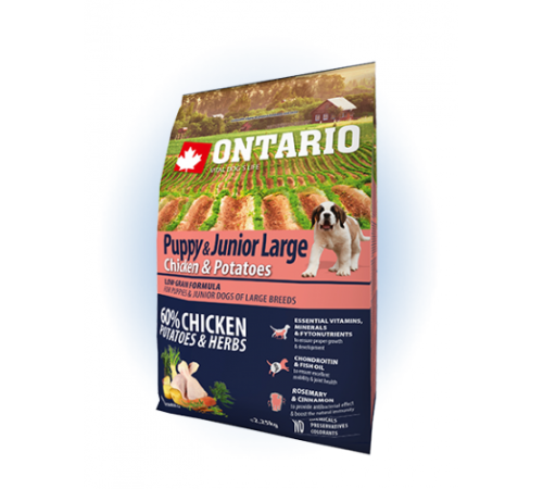 Ontario Puppy&Junior Large Chicken&Potatoes - сухий корм для цуценят великих порід з куркою та картоплею, 2,25кг