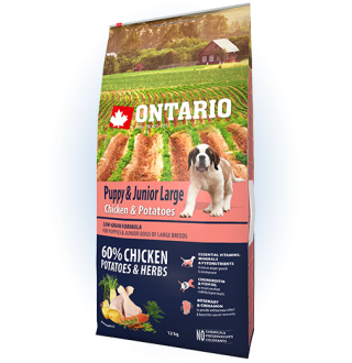 Ontario Puppy&Junior Large Chicken&Potatoes - сухий корм для цуценят великих порід з куркою та картоплею, 12кг