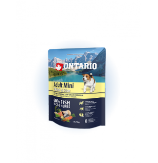 Ontario Adult Mini Fish&Rice - сухий корм для дорослих собак дрібних порід з рибою та рисом, 750г