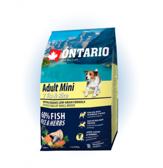 Ontario Adult Mini Fish&Rice - сухий корм для дорослих собак дрібних порід з рибою та рисом, 2,25кг