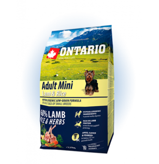Ontario Adult Mini Lamb&Rice - сухий корм для дорослих собак дрібних порід з ягням та рисом, 2,25кг
