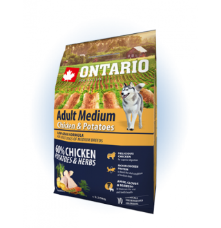 Ontario Medium Chicken&Potatoes - сухий корм для дорослих собак середніх порід з куркою та картоплею, 2,25кг