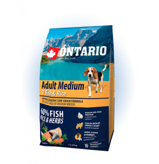 Ontario Adult Medium Fish&Rice - сухий корм для дорослих собак середніх порід з рибою та рисом, 2,25кг