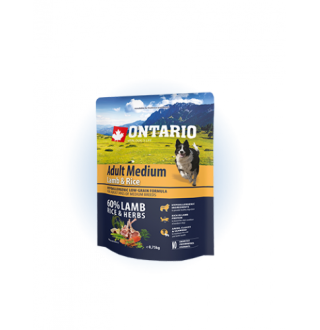 Ontario Adult Medium Lamb&Rice - сухий корм для дорослих собак середніх порід з ягням та рисом, 750г