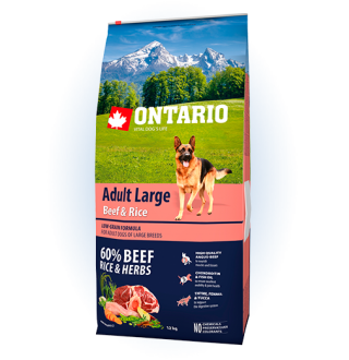 Ontario Adult Large Beef&Rice - сухий корм для дорослих собак великих порід з яловичиною та рисом, 12кг
