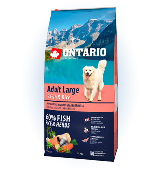 Ontario Adult Large 7 Fish&Rice - сухий корм для дорослих собак великих порід з рибою та рисом, 12кг