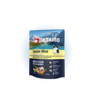 Ontario Senior Mini Fish&Rice - сухий корм для літніх собак дрібних порід з рибою та рисом, 750г