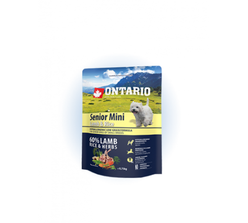 Ontario Senior Mini Lamb&Rice - сухий корм для літніх собак дрібних порід з ягням та рисом, 750г