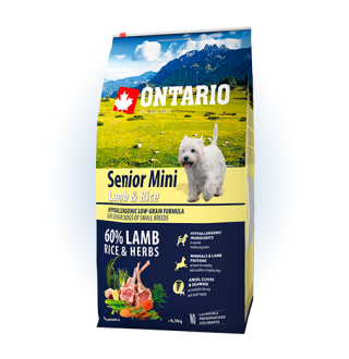 Ontario Senior Mini Lamb&Rice - сухий корм для літніх собак дрібних порід з ягням та рисом, 6,5кг
