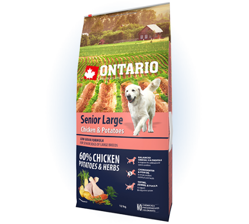 Ontario Senior Large Chiken&Potatoes - сухий корм для літніх собак великих порід з куркою та картоплею, 12кг