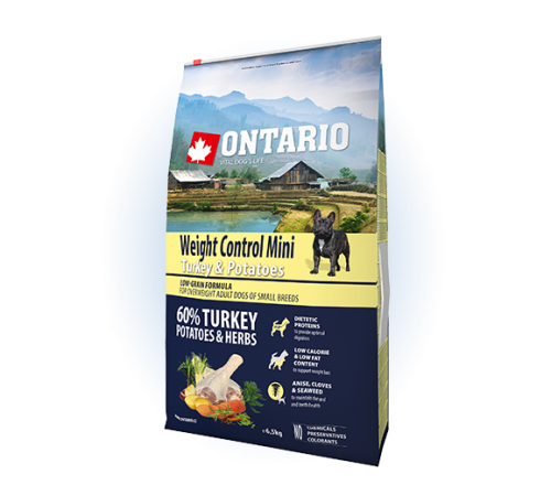 Ontario Mini Weight Control Turkey&Potatoes - сухий дієтичний корм для собак дрібних порід з індичкою та картоплею, 6,5кг