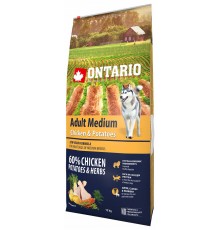 Ontario Medium Chicken&Potatoes - сухий корм для дорослих собак середніх порід з куркою та картоплею, 12кг