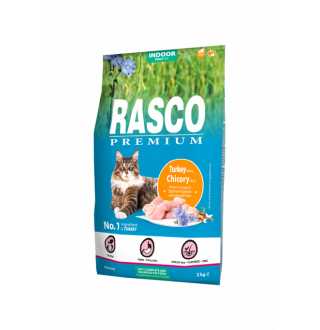 Rasco Premium Cat Adult Indoor, Turkey and Chicory Root - повнораціонний корм для дорослих котів,  2кг 