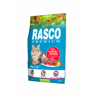 Rasco Premium Cat Sterilized, Beef, Cranberries, Nasturtium - повнораціонний корм для дорослих кастрованих котів, 2кг