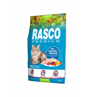 Rasco Premium Cat Sterilized, Tuna, Cranberries, Nasturtium - повнораціонний сухий корм для дорослих кастрованих котів, 2кг 