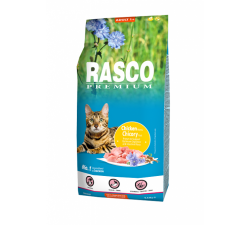 Rasco Premium Cat Adult, Chicken and Chicory Root - повнораціонний сухий корм для дорослих котві, 7,5кг 