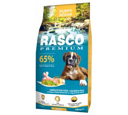 Rasco Premium Puppy Medium - повнораціонний сухий корм для цуценят середніх порід, 15кг