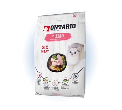 Ontario Kitten Chicken - сухий корм для кошенят з куркою, 6,5кг