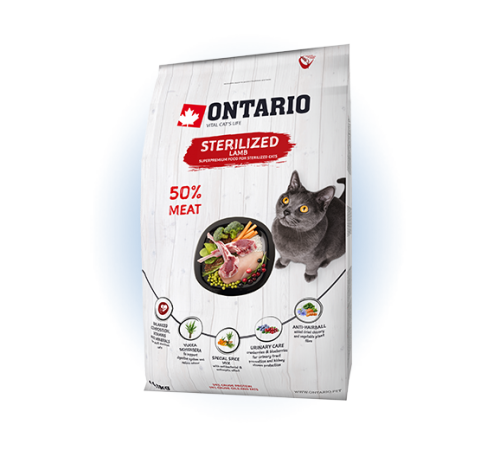 Ontario Cat Sterilised Lamb - сухий корм для стерилізованих котів з ягням, 2кг