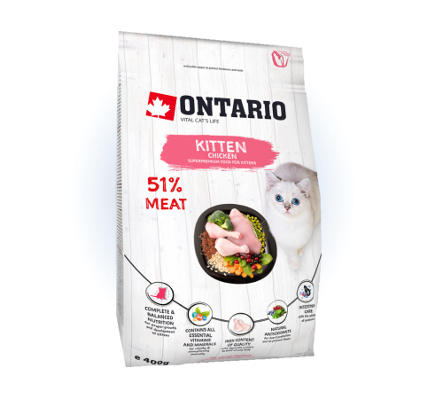 Ontario Kitten Chicken - сухий корм для кошенят з куркою, 400г